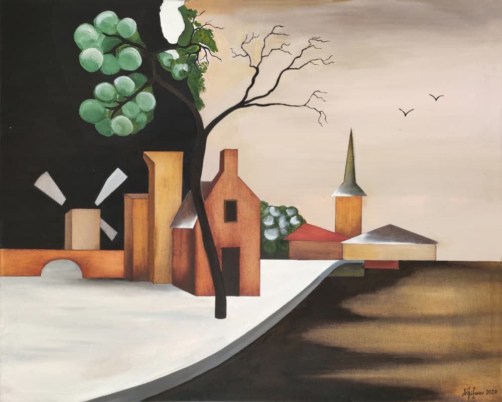 Abstract Village Landscape by Alexander Trifonov — canvas wall art