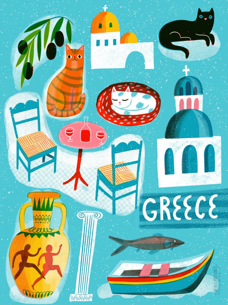 Greek Island Cats by uta krogmann — canvas wall art