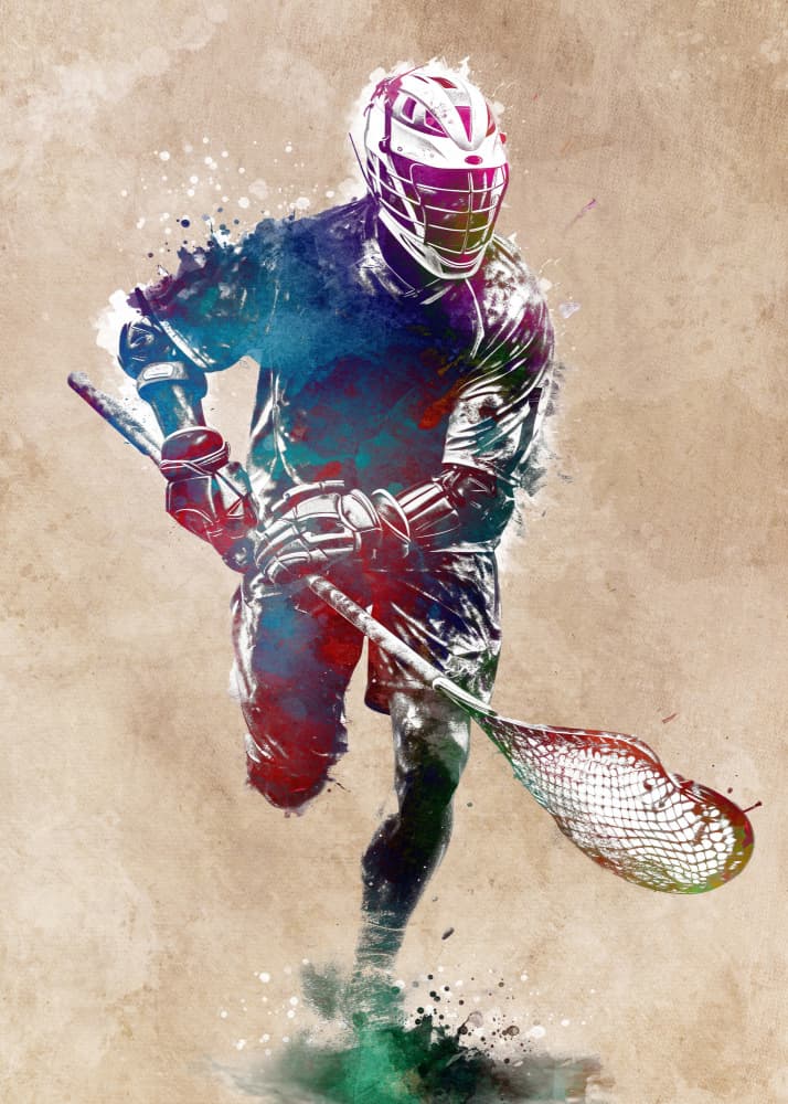 Watercolor Lacrosse Player by Justyna Jaszke — canvas wall art