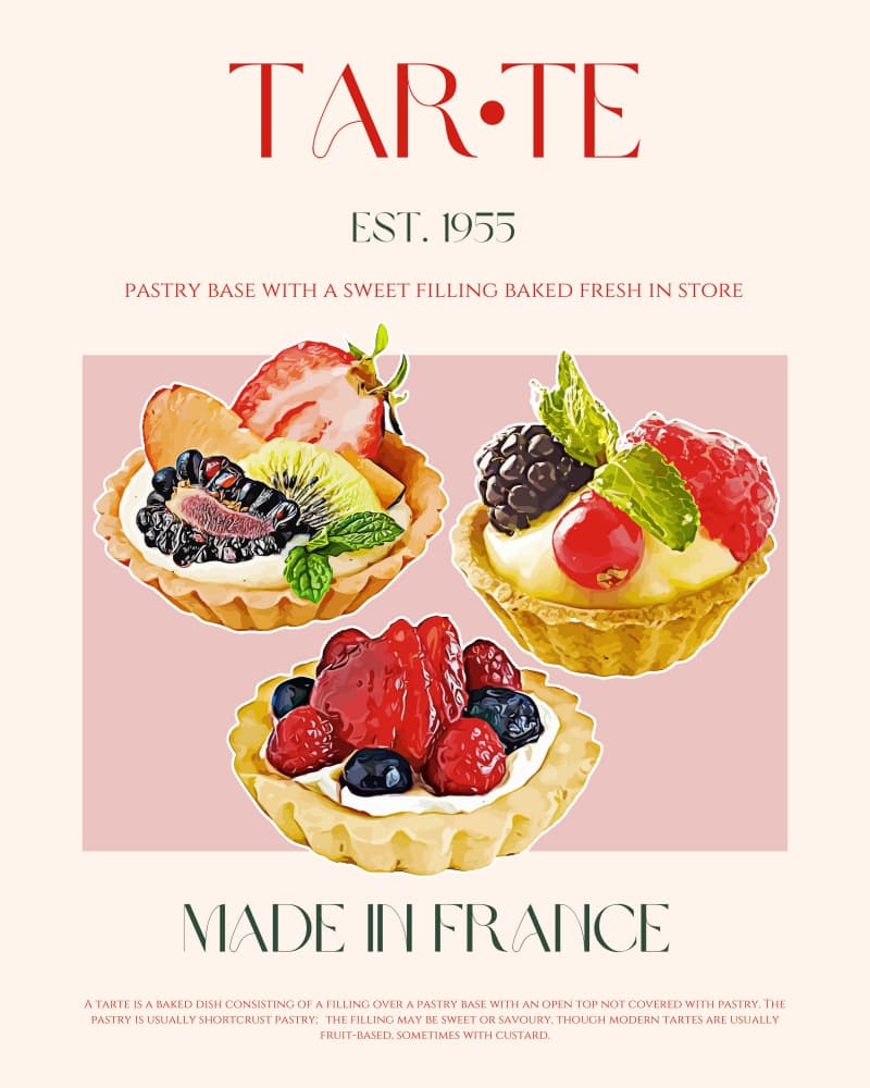French Fruit Tarts by Nazma Khokhar — canvas wall art