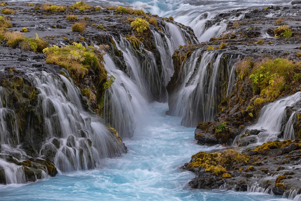 Turquoise River Falls by Bragi Kort — canvas wall art