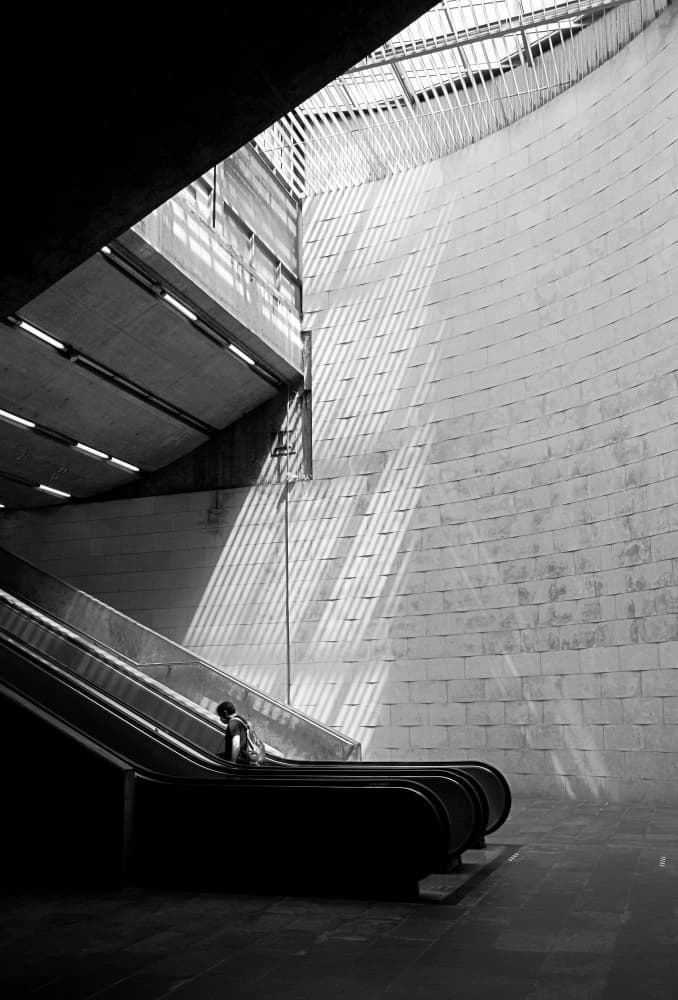 Subway Escalator Light by Fernando Alves — canvas wall art