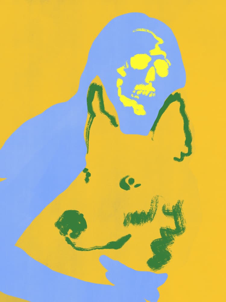 Skull Dog Embrace by Little Dean — canvas wall art