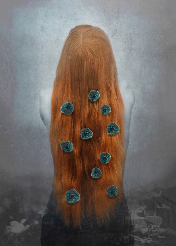 Flowing Red Hair Blooms by Joanna Ras — canvas wall art