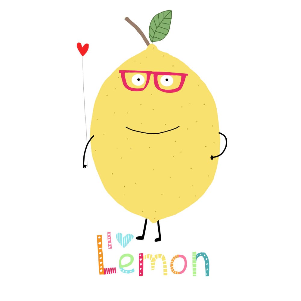 Smiling Lemon Character by Carla Daly — canvas wall art