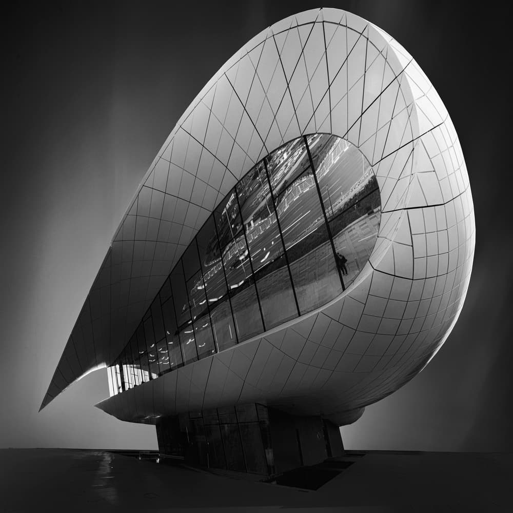 Sleek Futuristic Building by Ahmed Thabet — canvas wall art
