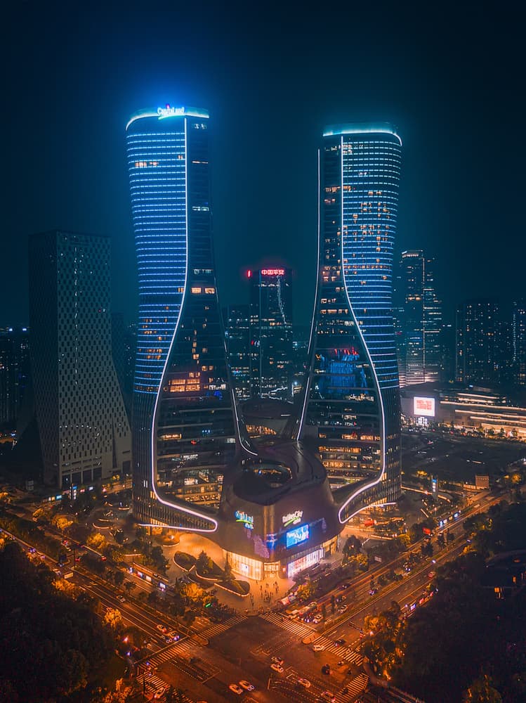 Vibrant City Night Lights by Javier de la Torre — canvas wall art