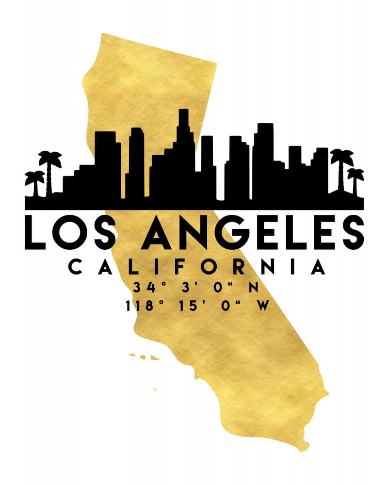 Los Angeles California Gold by Emiliano Deificus — canvas wall art