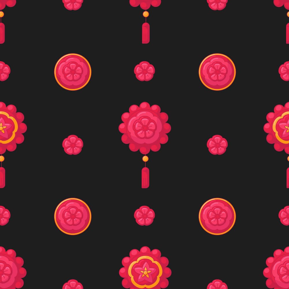 Vibrant Asian Floral Pattern by Marika Barsrsind — canvas wall art