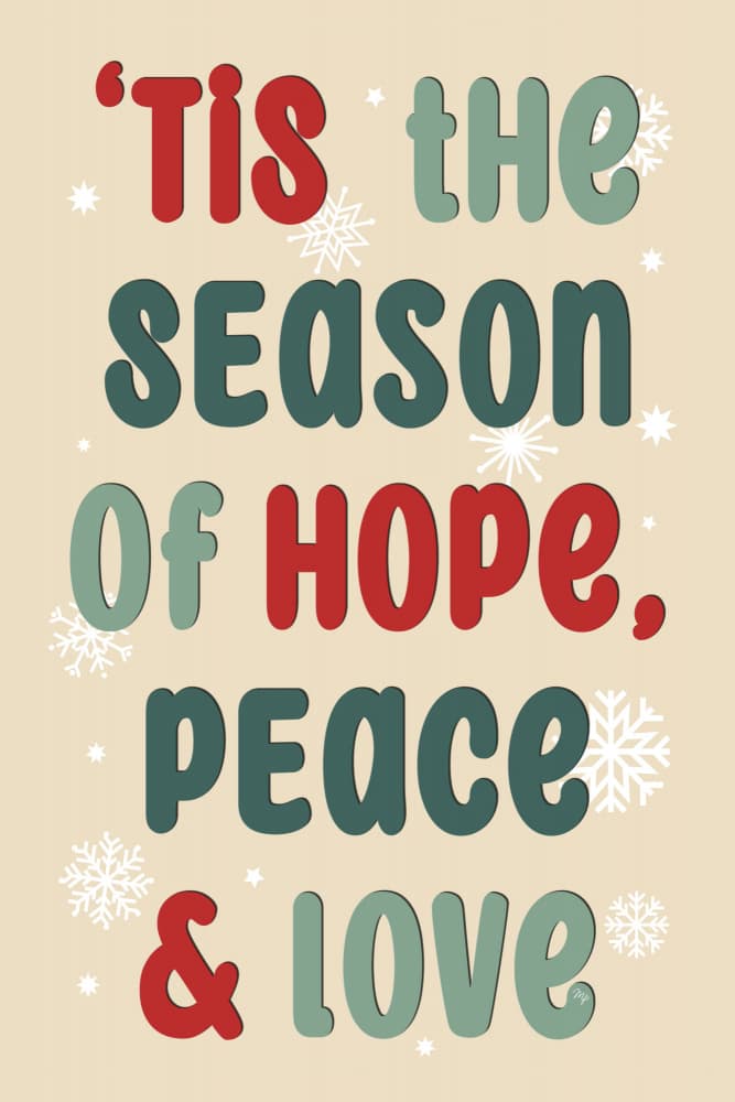 Christmas Hope Peace Love by Martina — canvas wall art