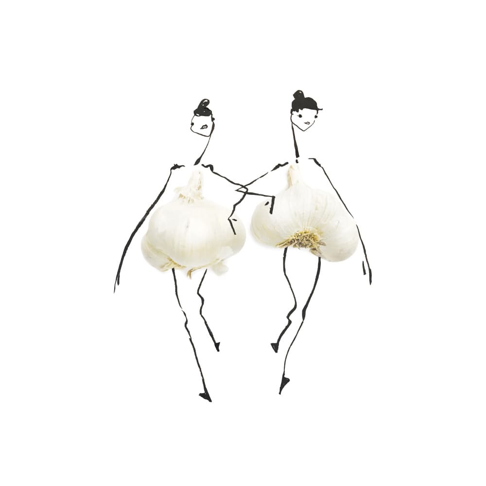 Whimsical Garlic Dancers by Gretchen Roehrs — canvas wall art