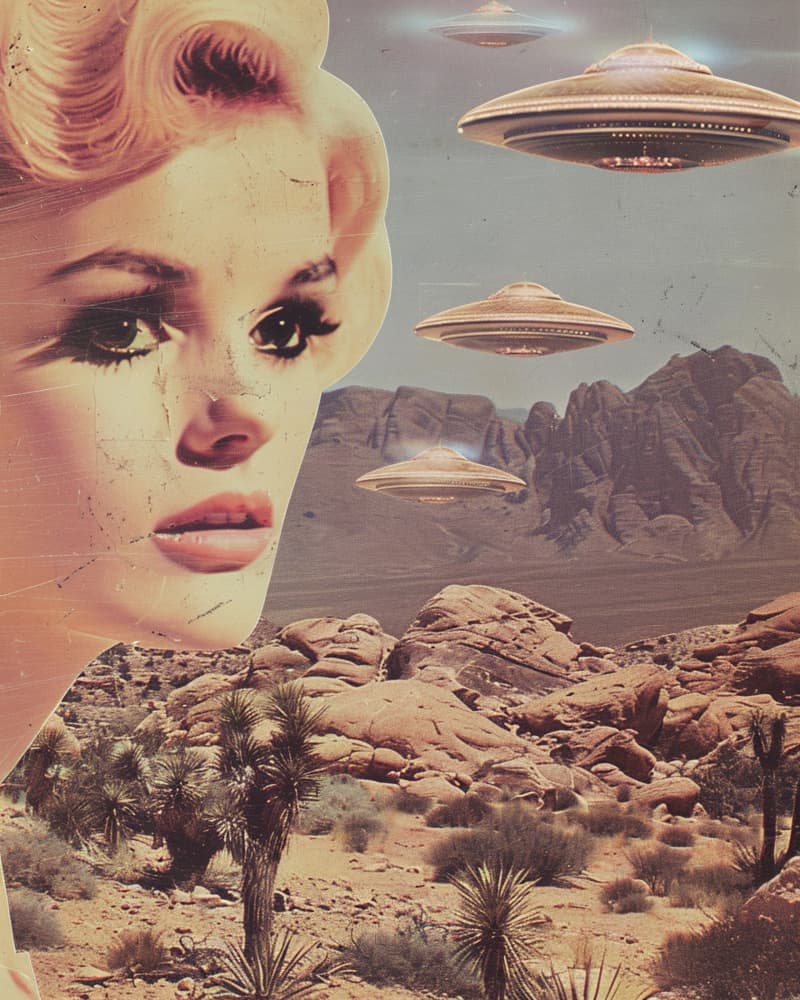 Retro Desert Invasion by Samantha Hearn — canvas wall art