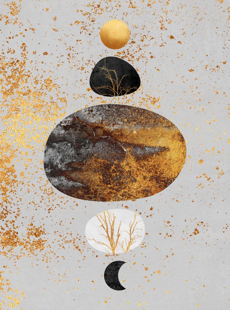 Golden Celestial Balance by Elisabeth Fredriksson — canvas wall art
