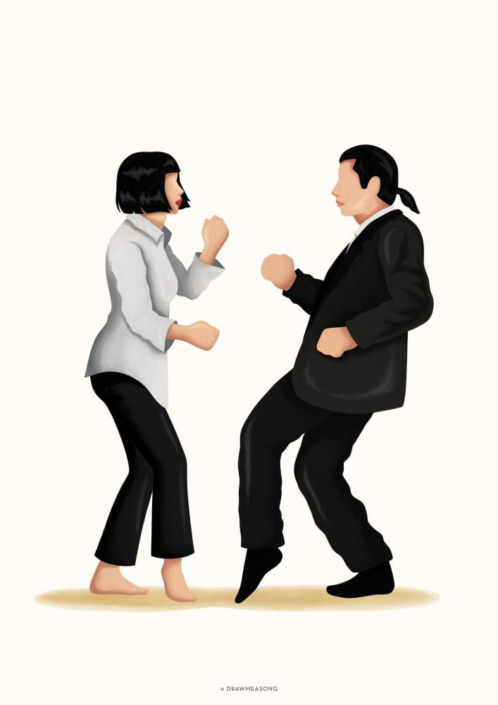 Stylish Couple Dancing by Nour Tohme — canvas wall art