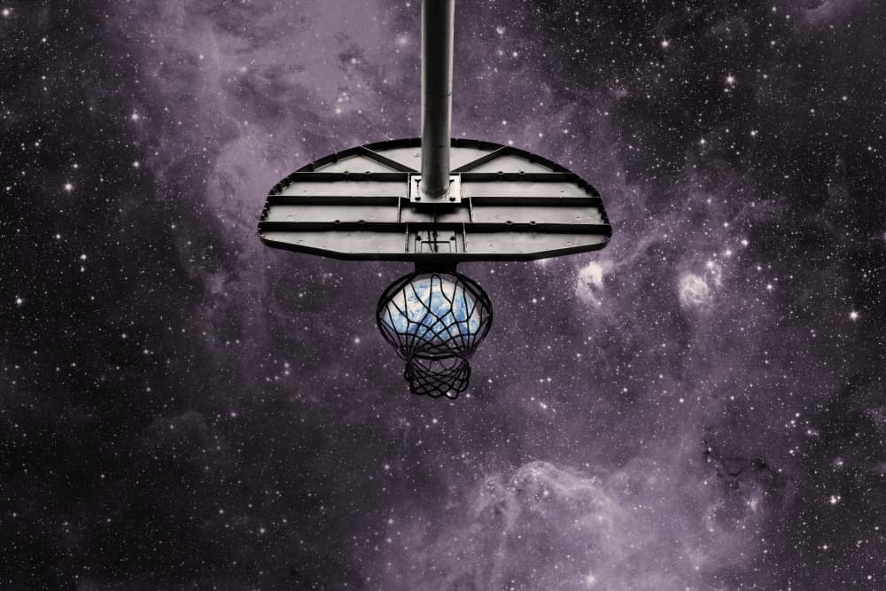 Cosmic Basketball Planet by Emiliano Deificus — canvas wall art