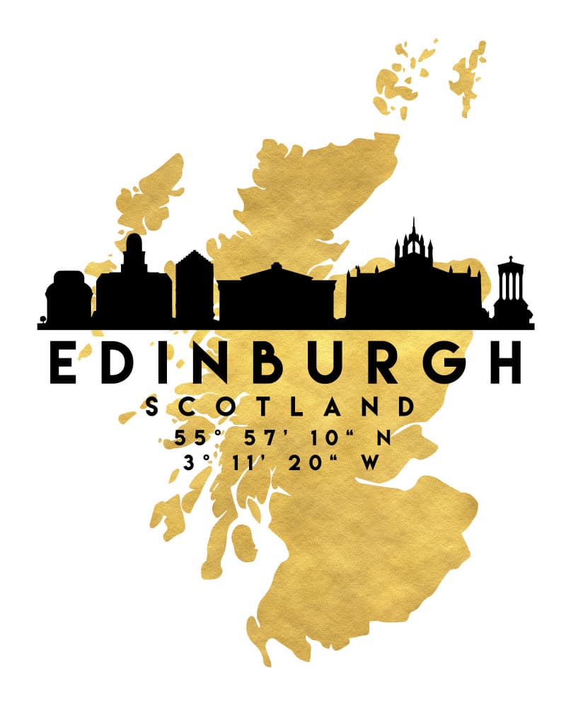 Golden Edinburgh Scotland Map by Emiliano Deificus — canvas wall art