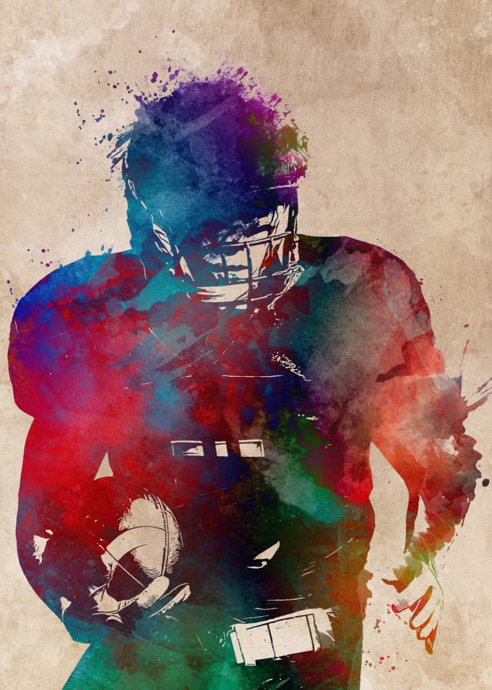 Vibrant Football Player by Justyna Jaszke — canvas wall art