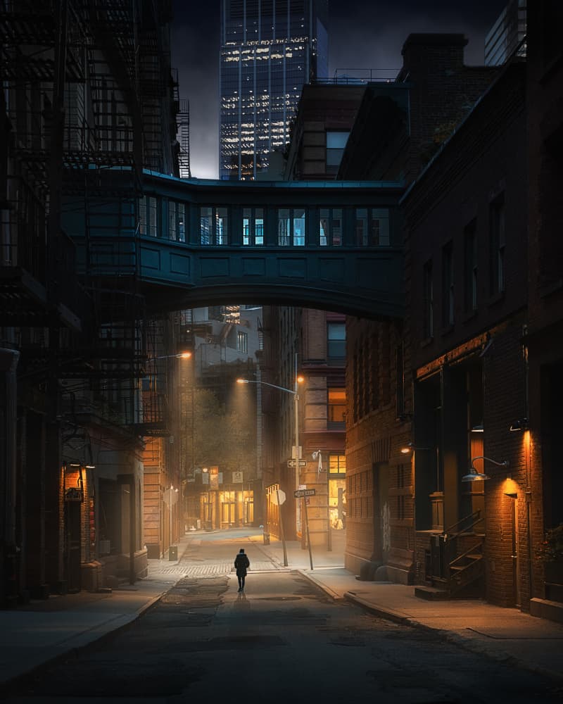 Mysterious City Alley by Dani Otero Sobrino — canvas wall art