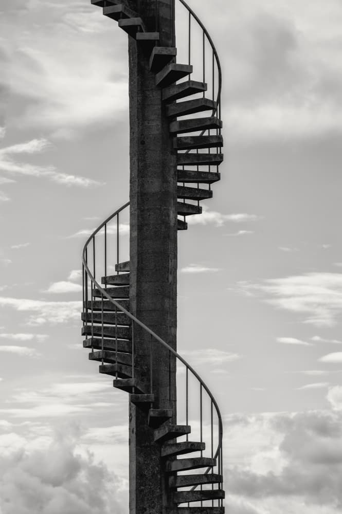 Skyward Spiral Staircase by Lotte Grønkjær — canvas wall art