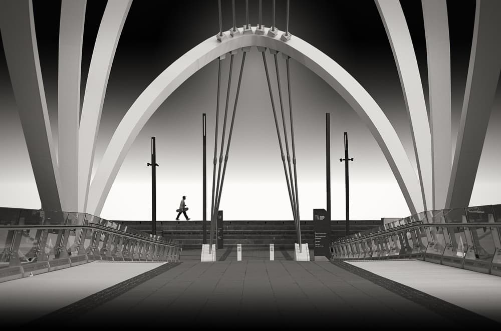 Geometric Bridge Walker by Adrian Donoghue — canvas wall art