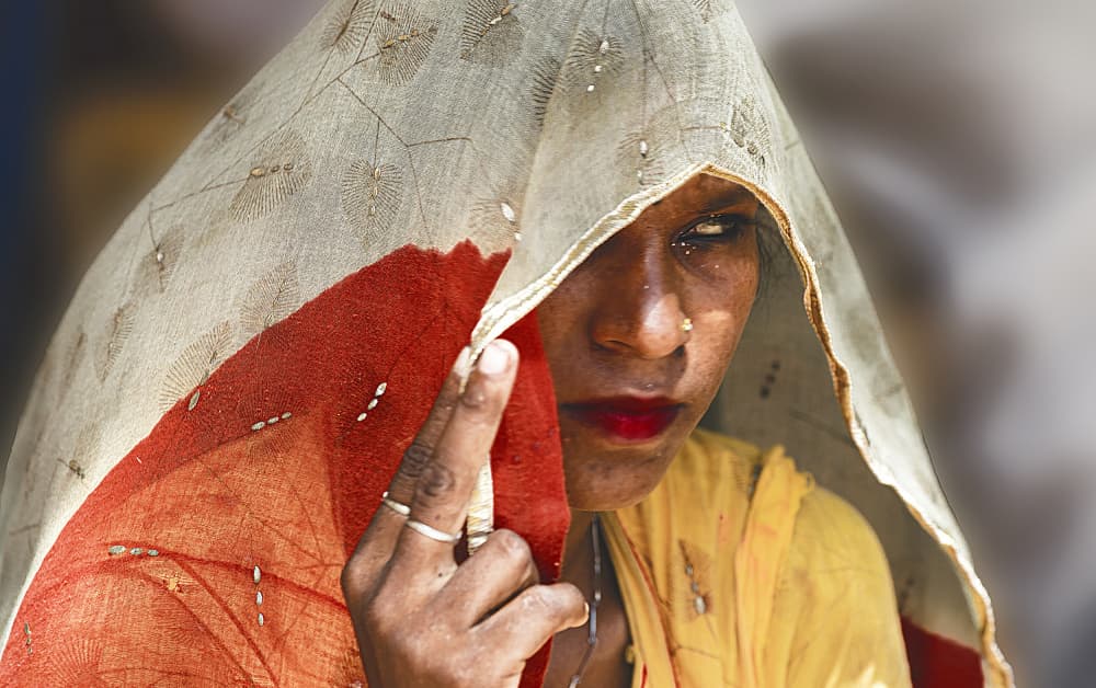 Indian Veiled Woman by Jois Domont ( J.L.G.) — canvas wall art