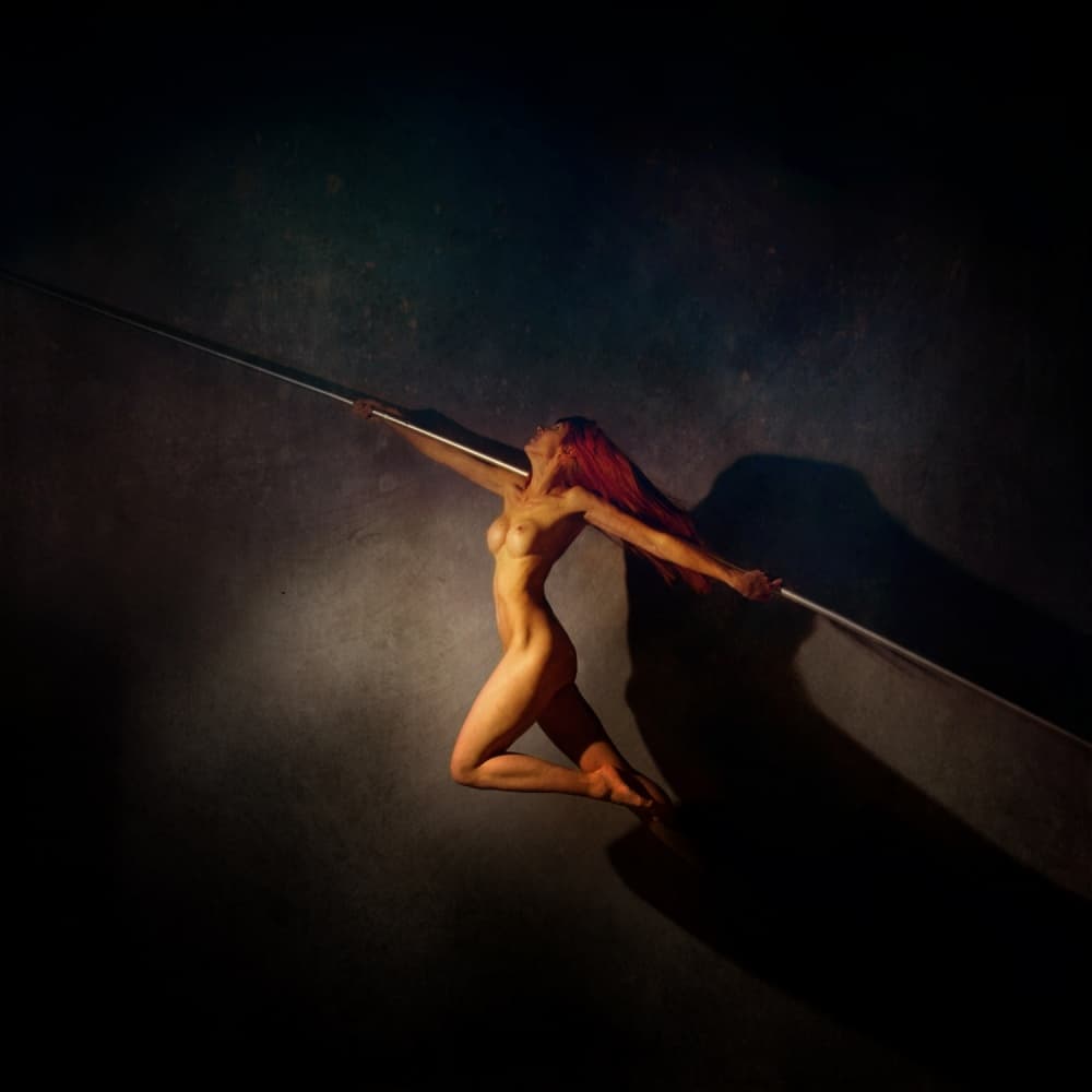 Graceful Redhead on Pole by Yaroslav Vasiliev-Apostol — canvas wall art