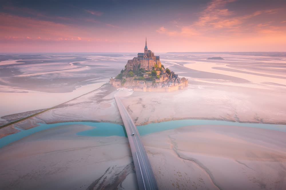 Mont Saint-Michel Pink Sky by Cuma Cevik — canvas wall art