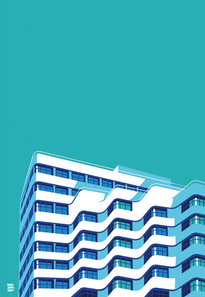 Wavy White Building by Remko Heemskerk — canvas wall art