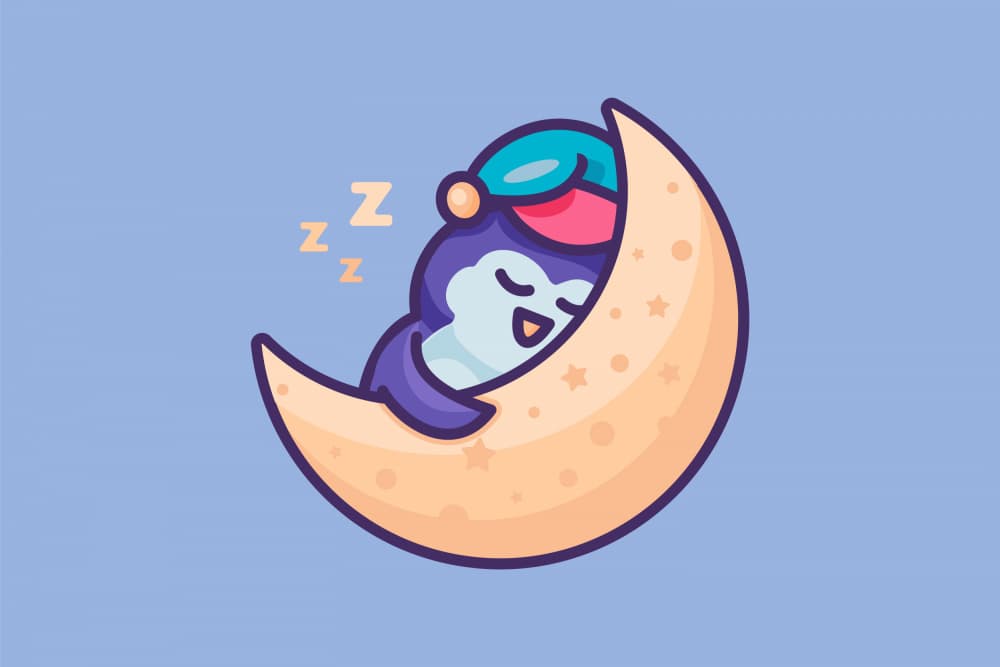 Sleeping Penguin Moon by Marika Barsrsind — canvas wall art