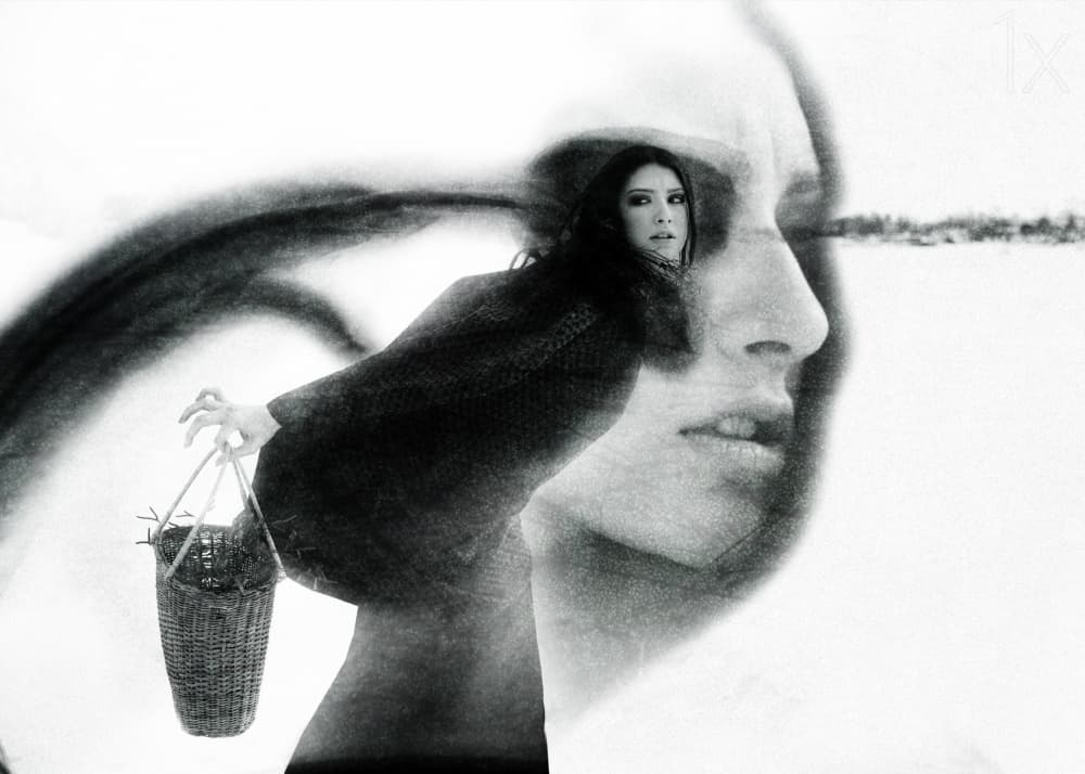 Mysterious Winter Woman by Mila Korolyova — canvas wall art