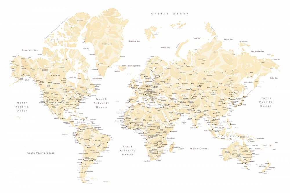 Classic World Map by Rosana Laiz Blursbyai — canvas wall art