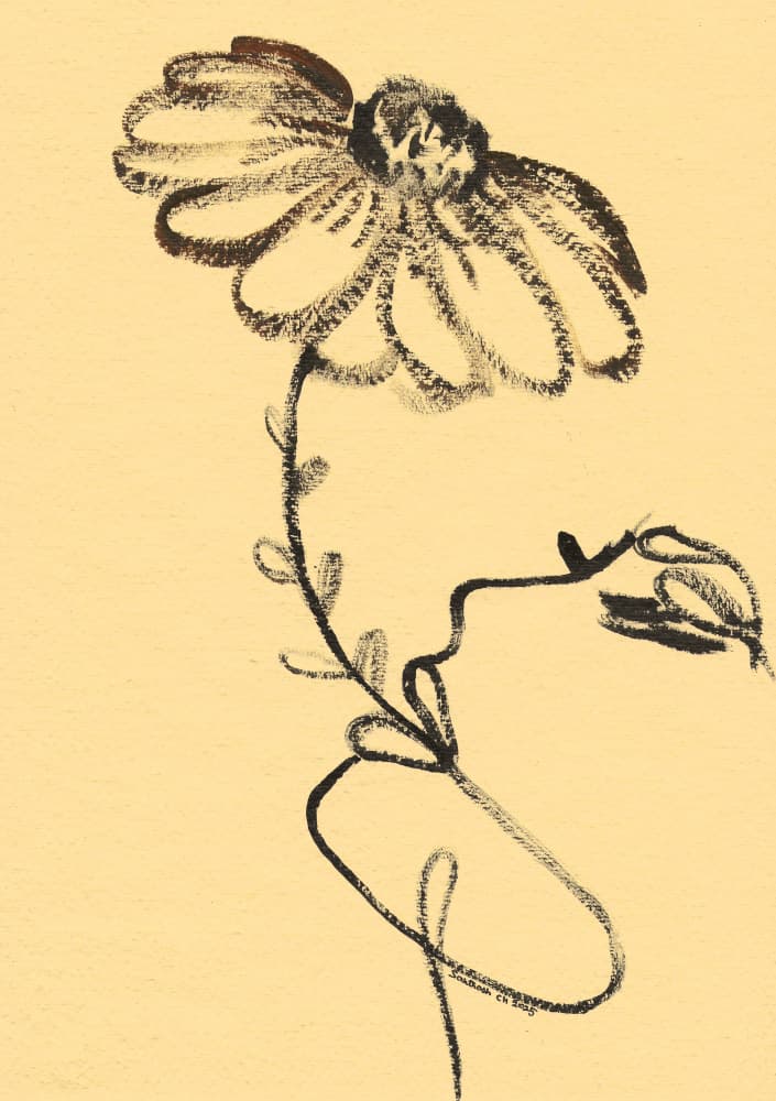 Organic Flower Sketch by Santhosh ch — canvas wall art