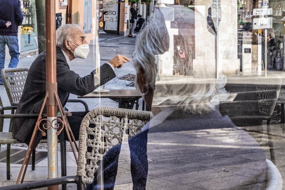 Elderly Men Street Reflection by Pablo Abreu — canvas wall art