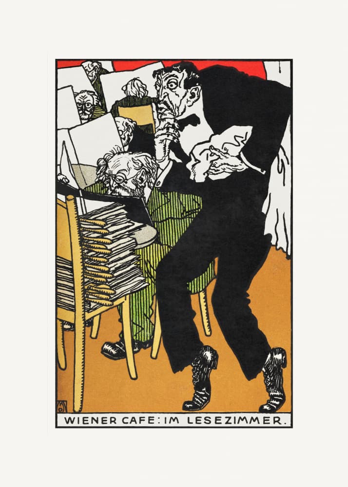 Vienesse Café  In the Reading Room by Moriz Jung — canvas wall art