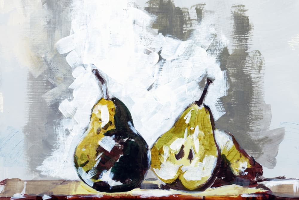 Modern Pears Still Life by cartissi — canvas wall art