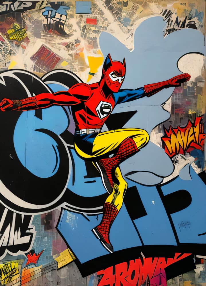Dynamic Graffiti Superhero by Cicero Spin — canvas wall art