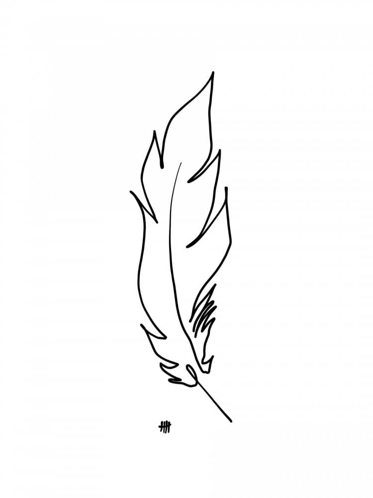 Minimalist Feather Outline by Hanna Lee Tidd — canvas wall art