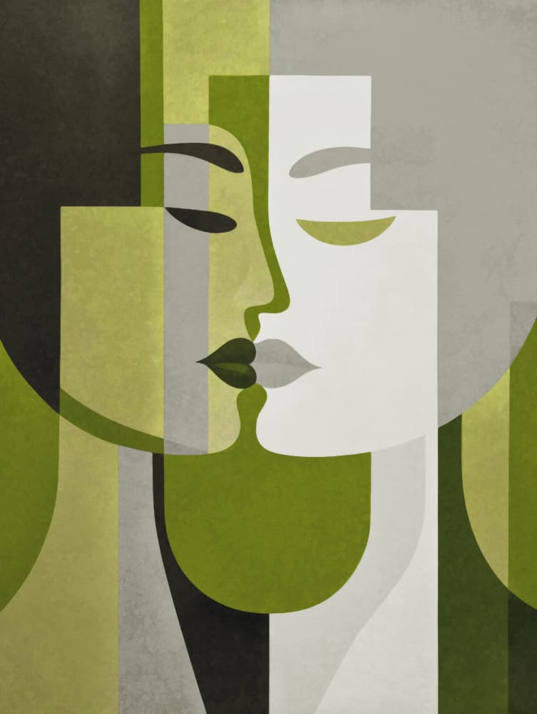 Geometric Kissing Profiles by Andrea Haase — canvas wall art