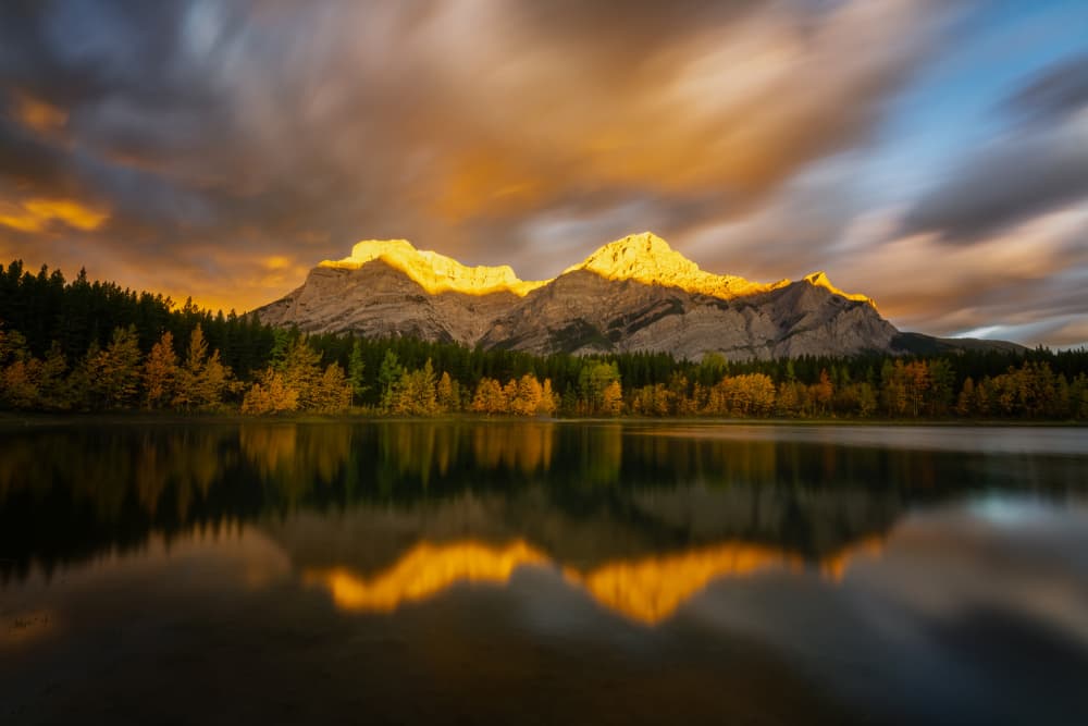 Golden Mountain Reflections by Yongnan Li (李永男) — canvas wall art