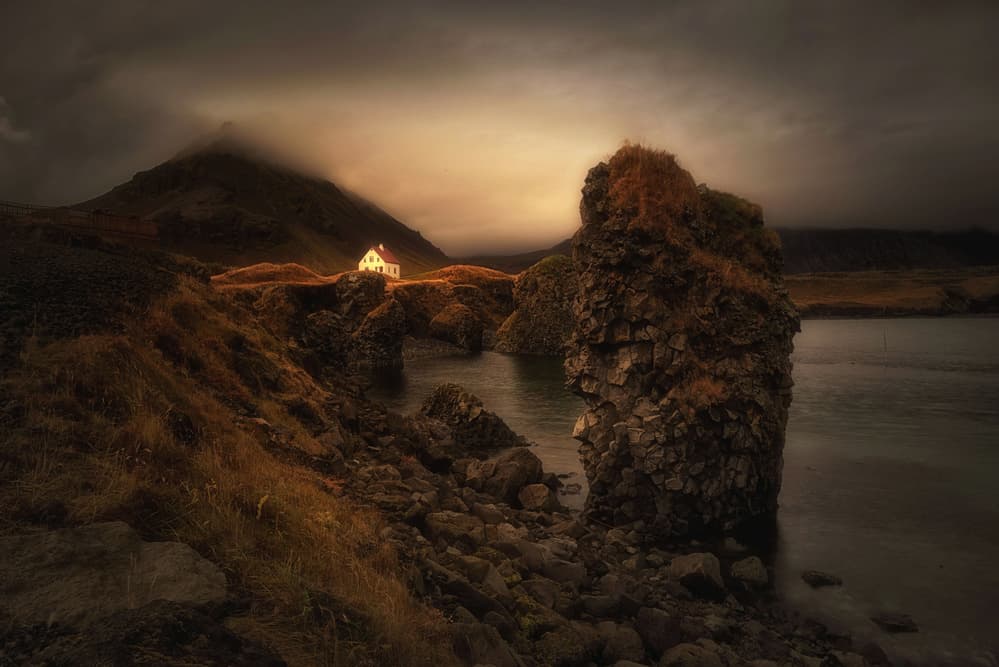 Remote Glowing House by Saskia Dingemans — canvas wall art