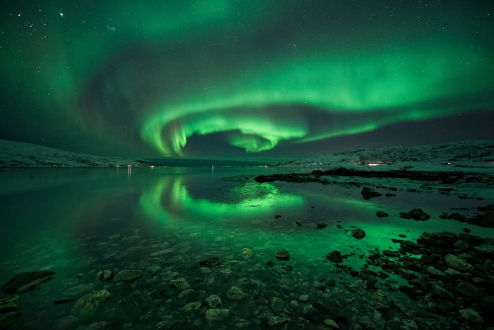 Green Aurora Reflection by Raymond Hoffmann — canvas wall art