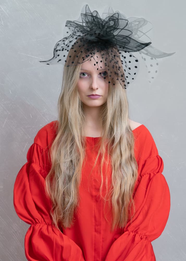 Elegant Blonde Fascinator Portrait by Joanna Ras — canvas wall art
