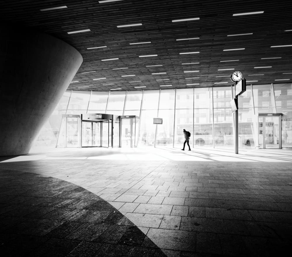 Lone Man Modern Architecture by Andreas Timar — canvas wall art