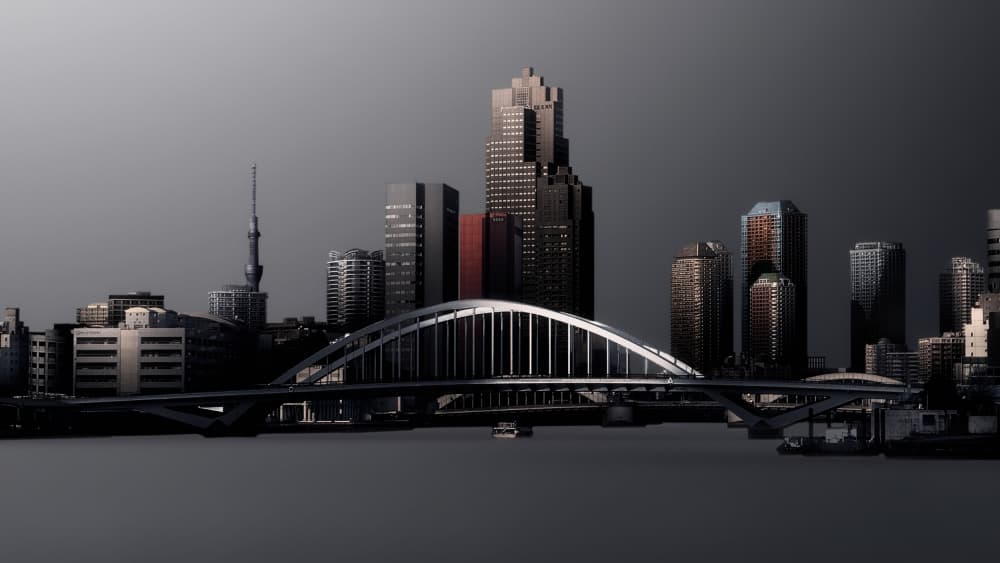 Twilight City Bridge by Amatou T — canvas wall art