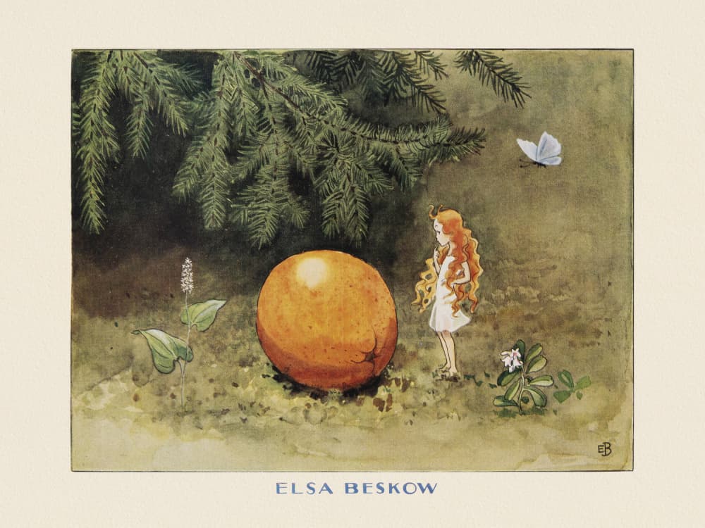 Solägget Apelsinen by Elsa Beskow — canvas wall art