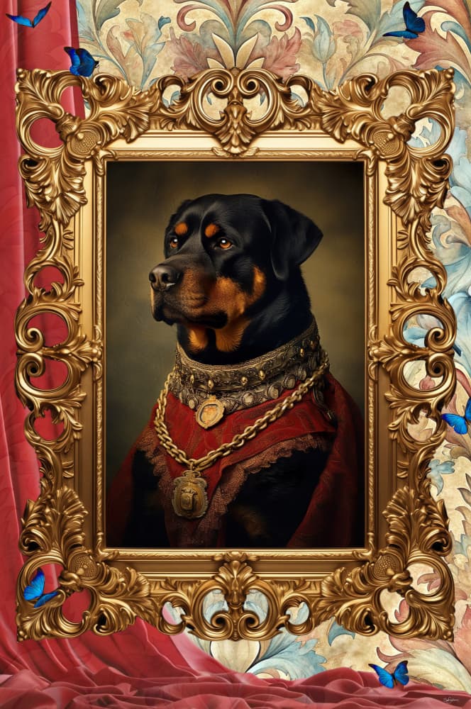 Regal Rottweiler Portrait by Sue Skellern — canvas wall art