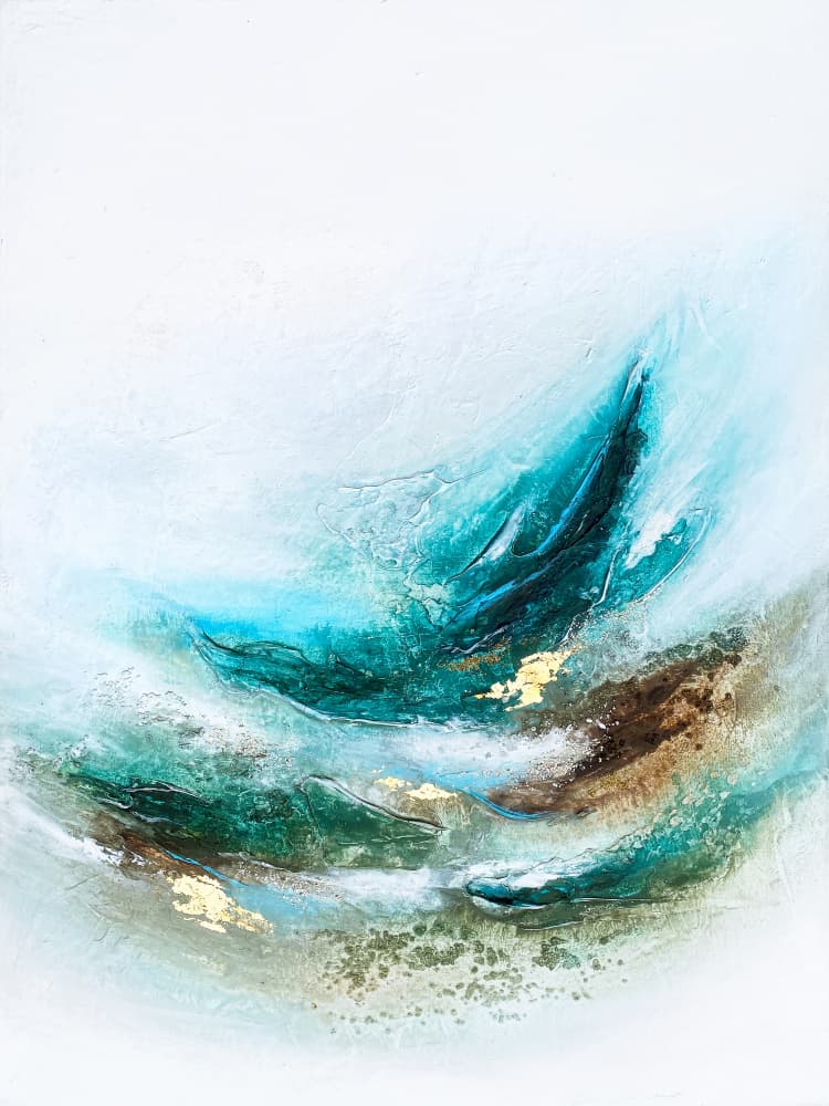 Fluid Teal Gold by Alyson Storms — canvas wall art