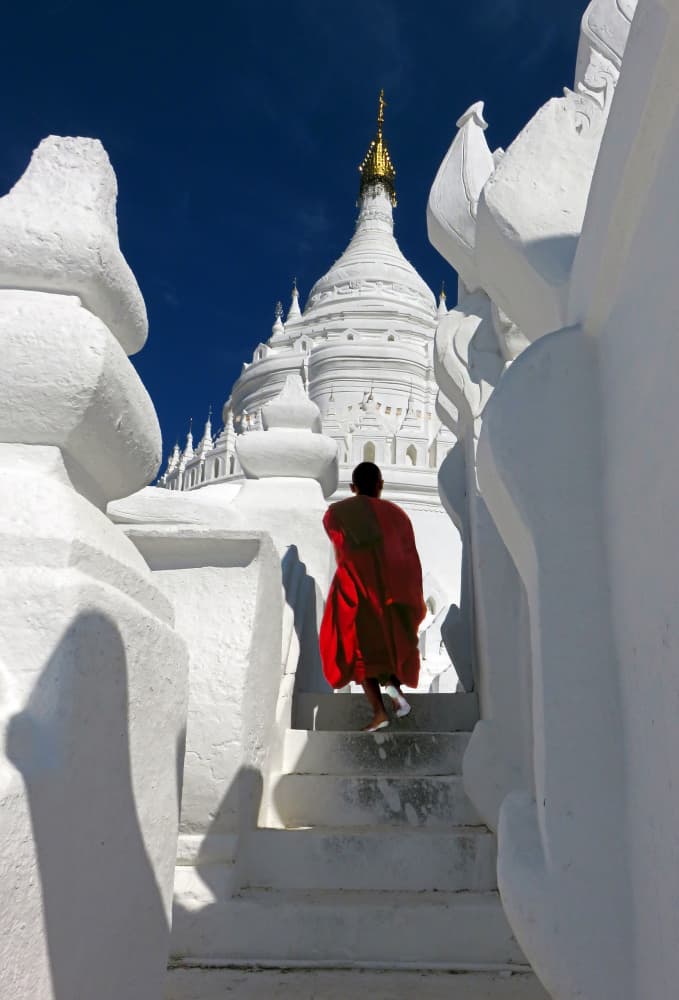 Monk At White Temple by Giorgio Pizzocaro — canvas wall art