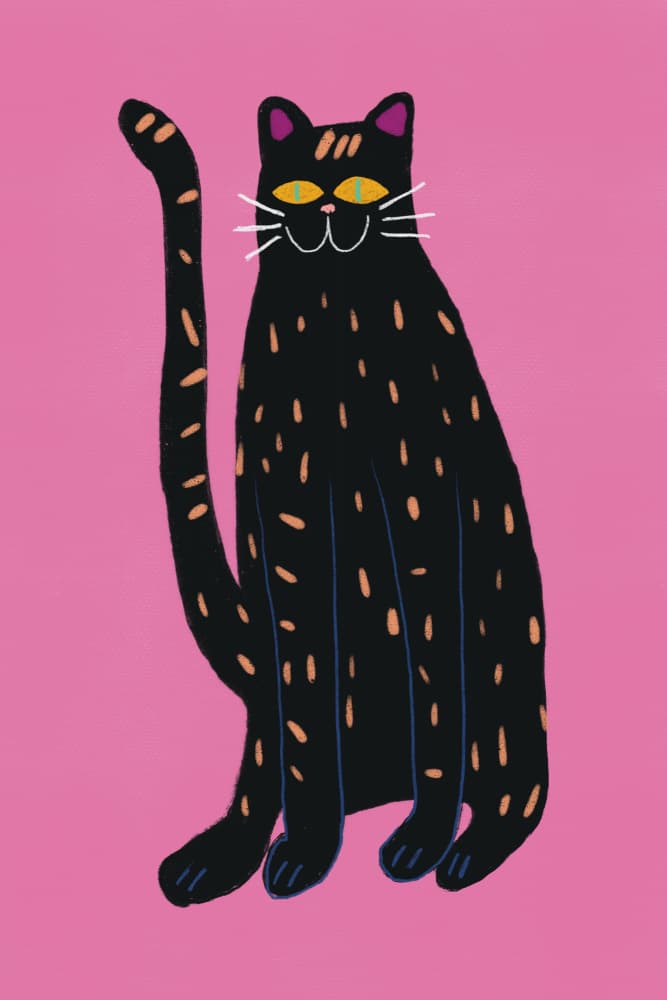 Whimsical Black Cat by Little Dean — canvas wall art