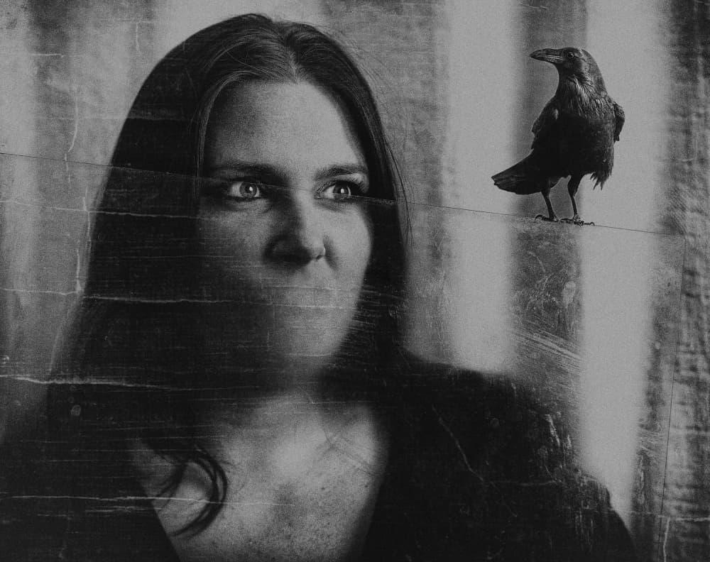 Mysterious Woman and Raven by Sandra Ulfig ARPS — canvas wall art